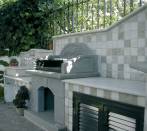 Arredo giardino con barbecue forno e lavabo