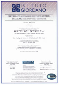 La Rustici del Trusco � in possesso del Sistema Qualit� Certificato UNI EN ISO 9001:200O certificato numero 1658