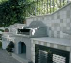 Garden furniture and barbecue oven and sink